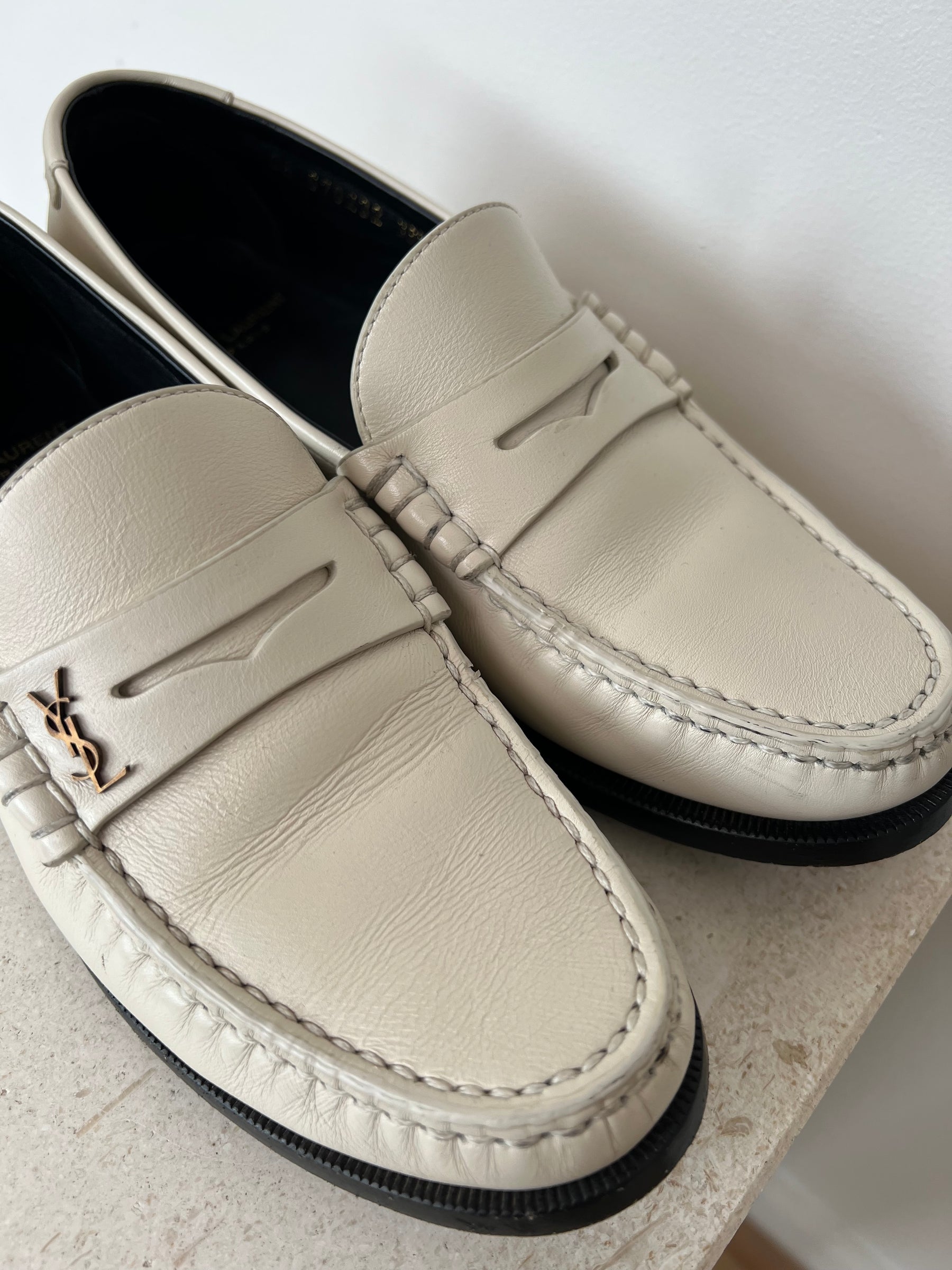 Saint Laurent Cream Leather Le Loafer, 38.5