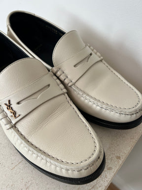 Saint Laurent Cream Leather Le Loafer, 38.5