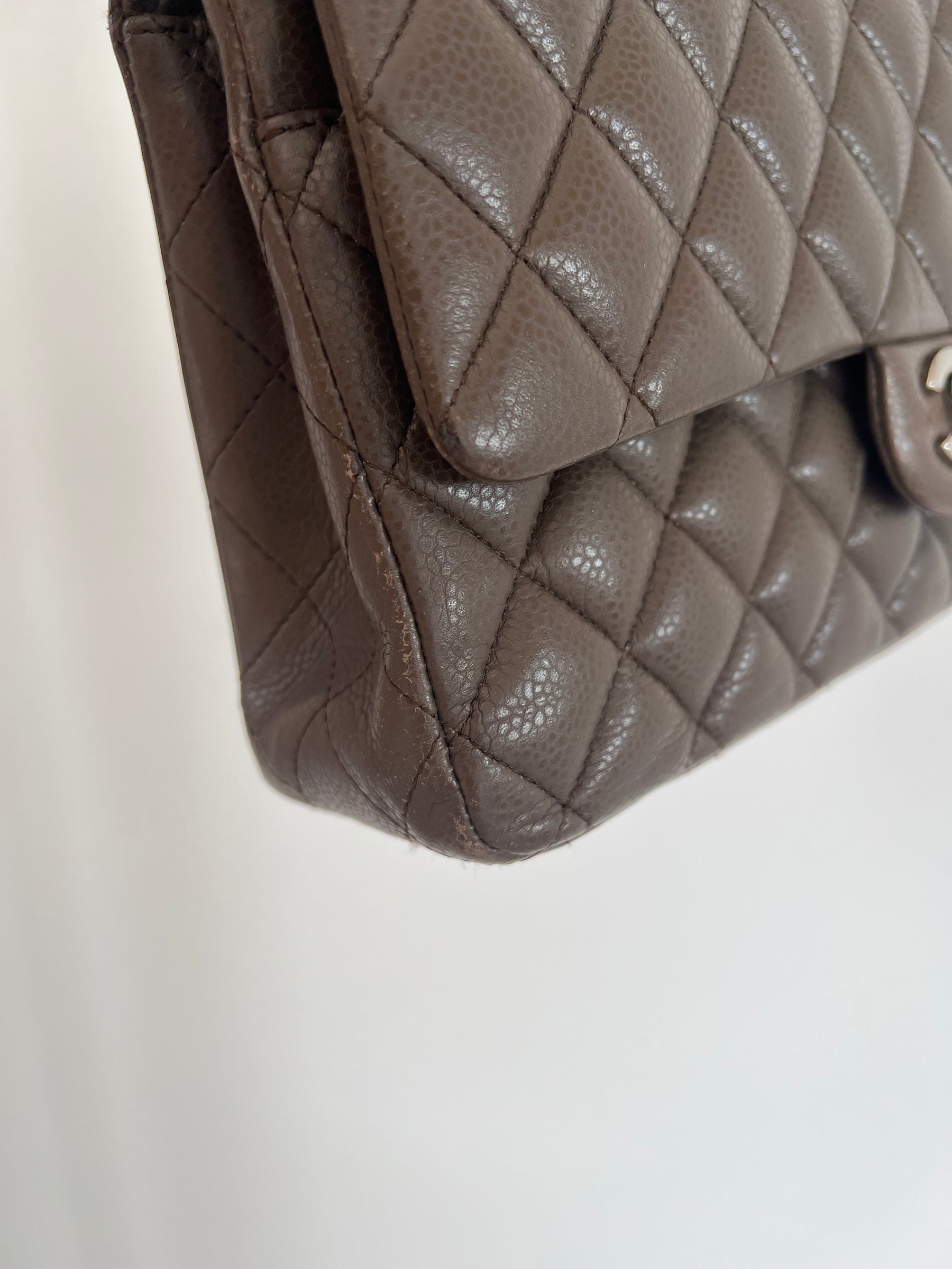 Chanel Taupe Caviar Leather Medium Classic Flap