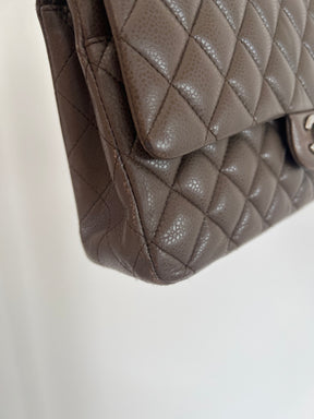 Chanel Taupe Caviar Leather Medium Classic Flap