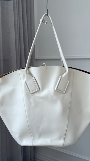 Bottega Veneta White Leather Maxi Arco Tote