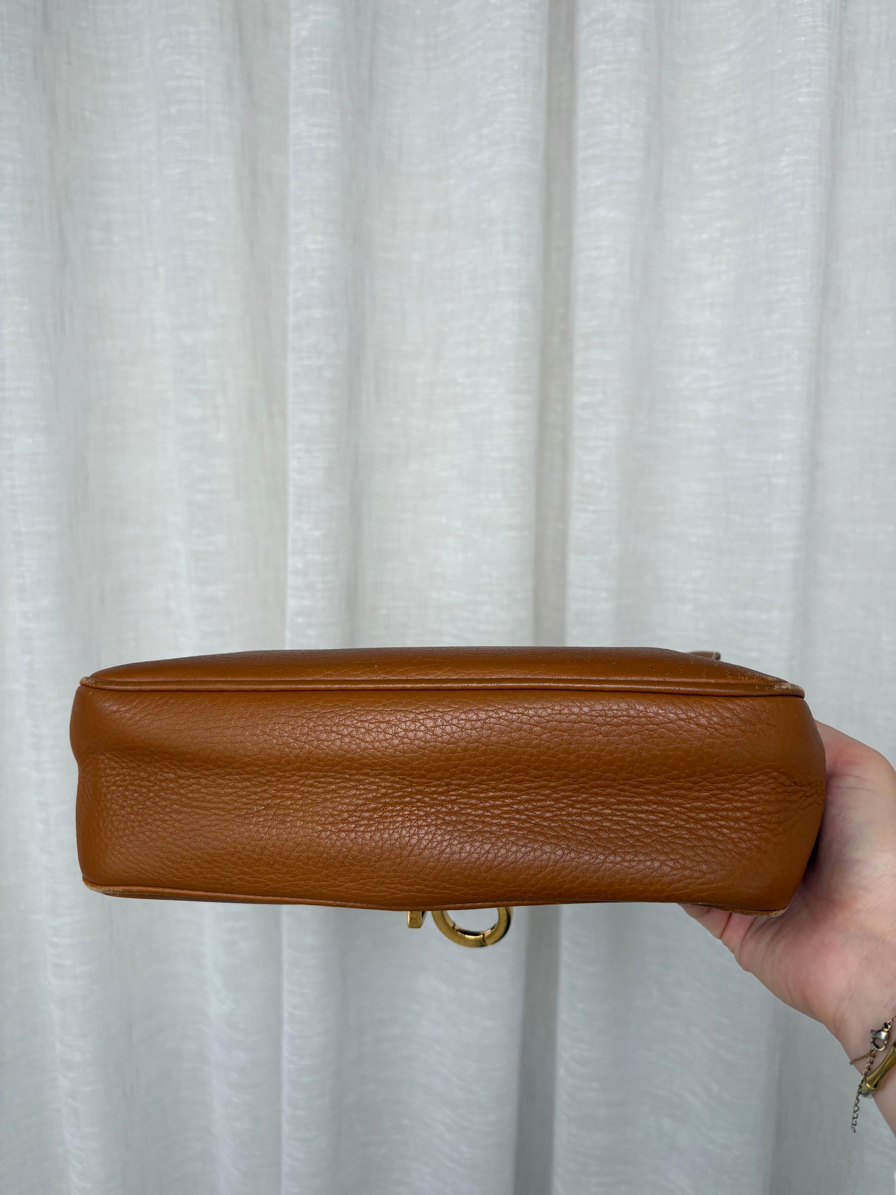 Salvatore Ferragamo Brown leather Shoulder Logo Buckle Bag