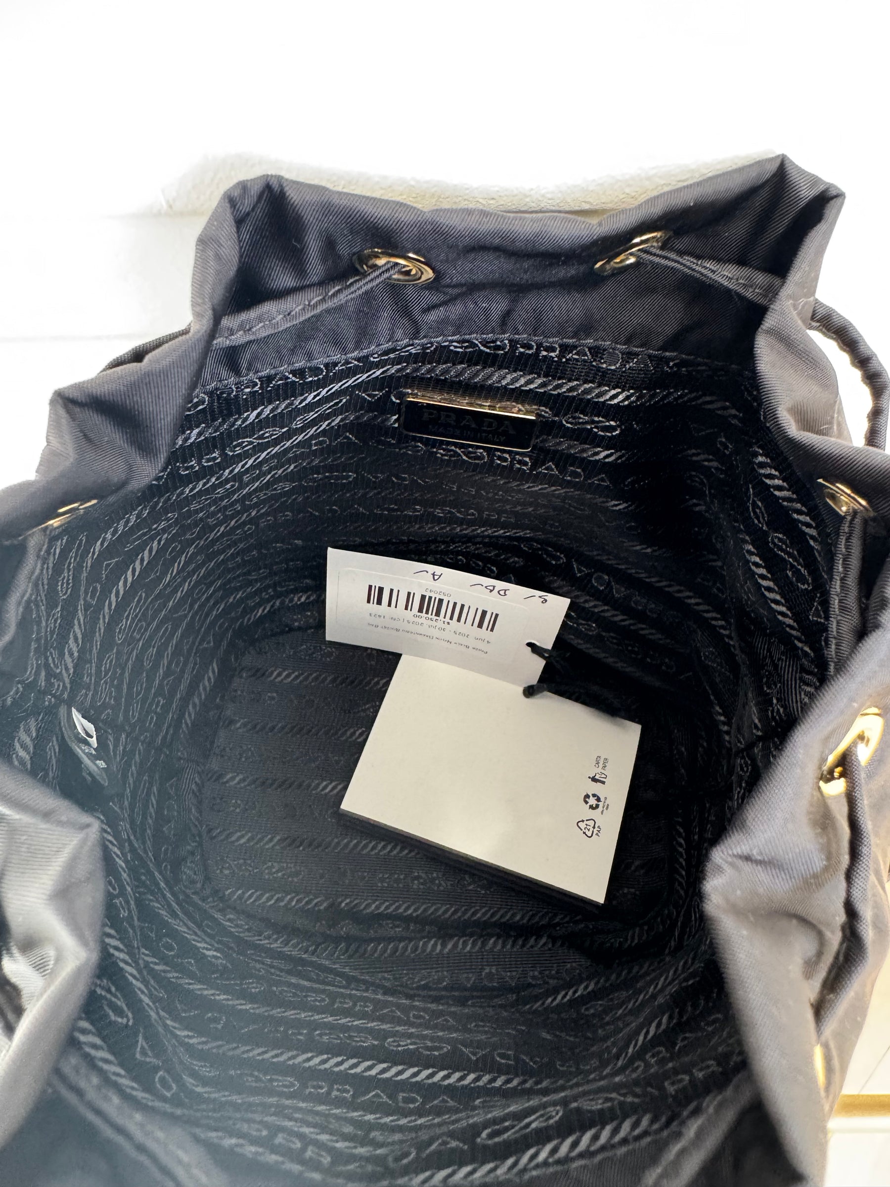 Prada Black Nylon Drawstring Bucket Bag