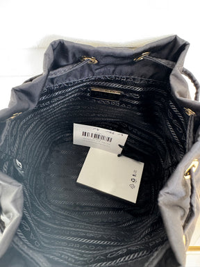 Prada Black Nylon Drawstring Bucket Bag