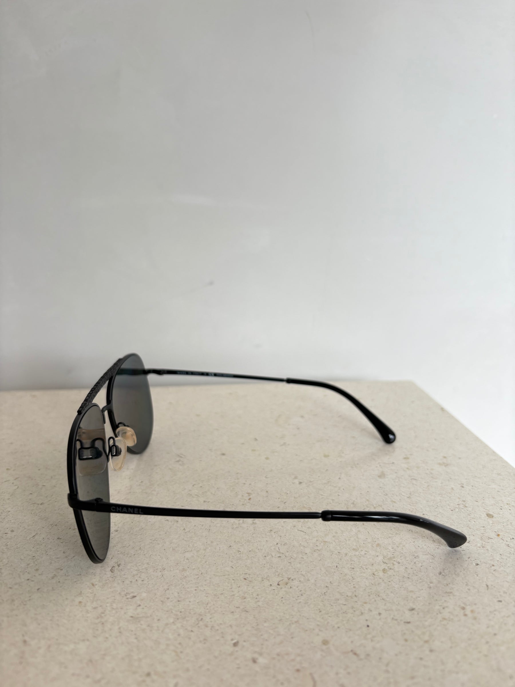 Chanel Black Aviator Sunglasses