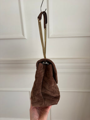 Saint Laurnet Chocolate Suede Medium Lou Lou Bag