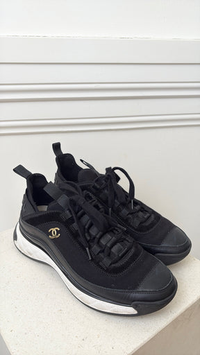 Chanel Black and White Logo Sneakers, 38.5
