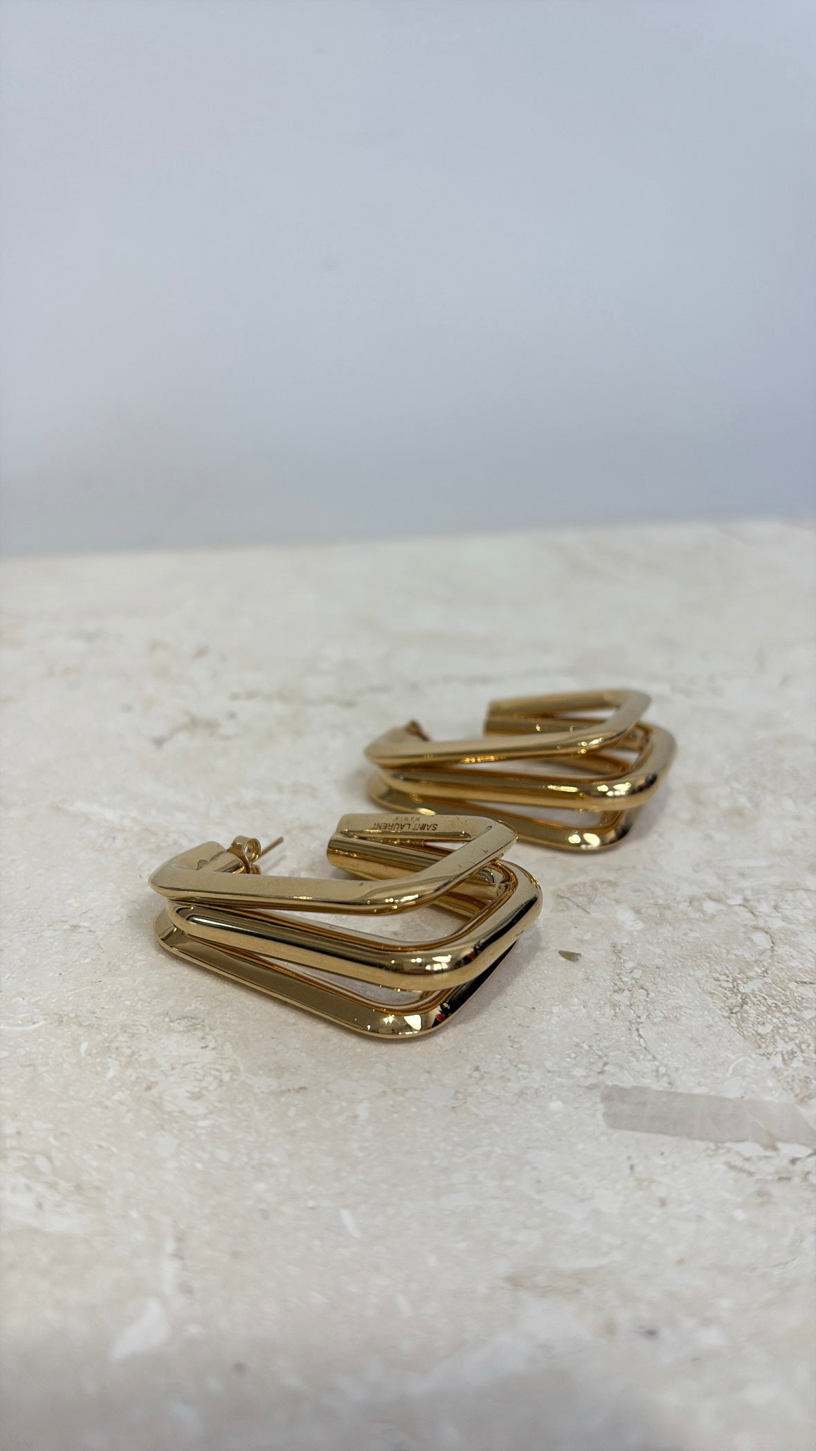 Saint Laurent Gold Tone Hoop Earrings