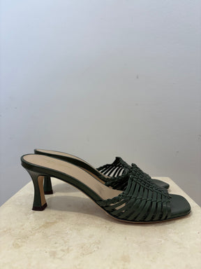 Scanlan Theodore Green Woven Leather Mules, 39