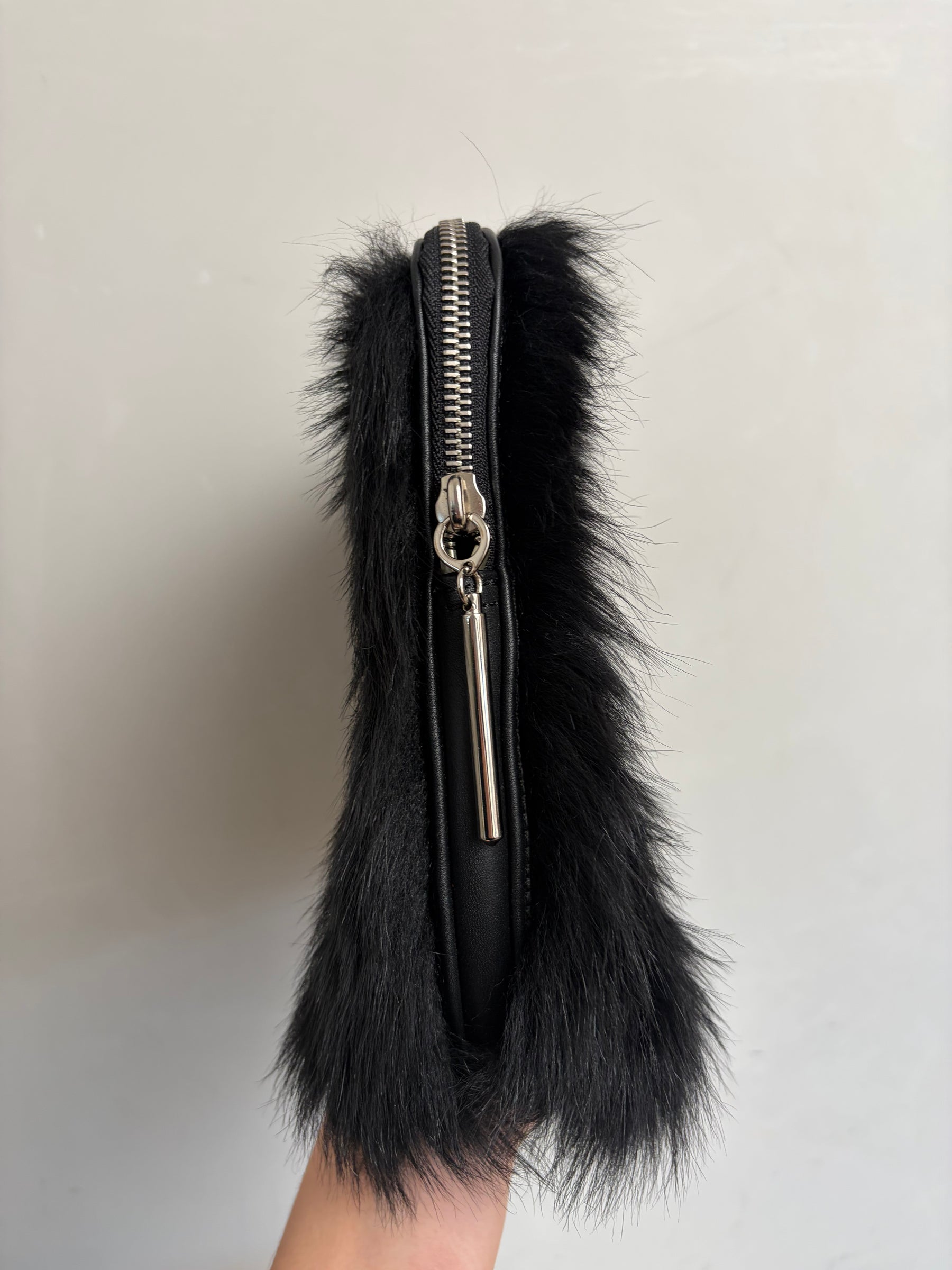 Phillip Lim Black Shearling Fur Zipped Pouch