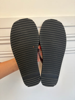 The Row Burgundy Leather "City" Thongs, 39.5