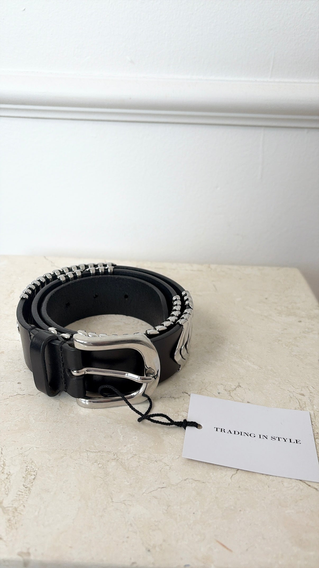 Isabel Marant Tehora Belt Black Leather Silver Hardware, Small