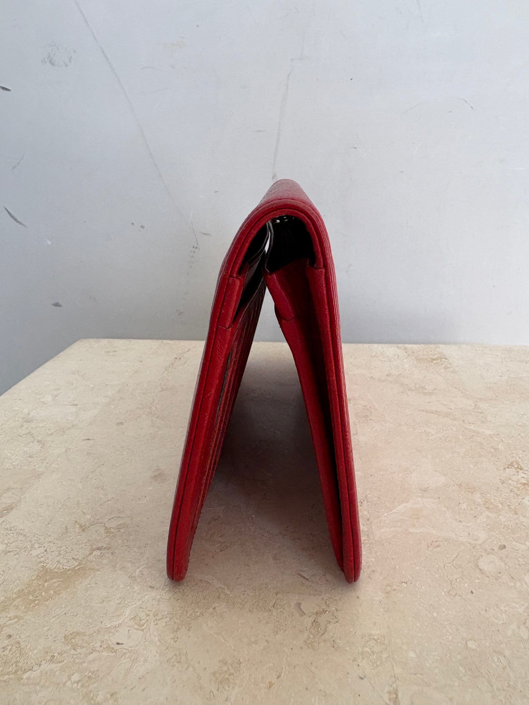 Chanel Red Caviar Leather Flap Wallet