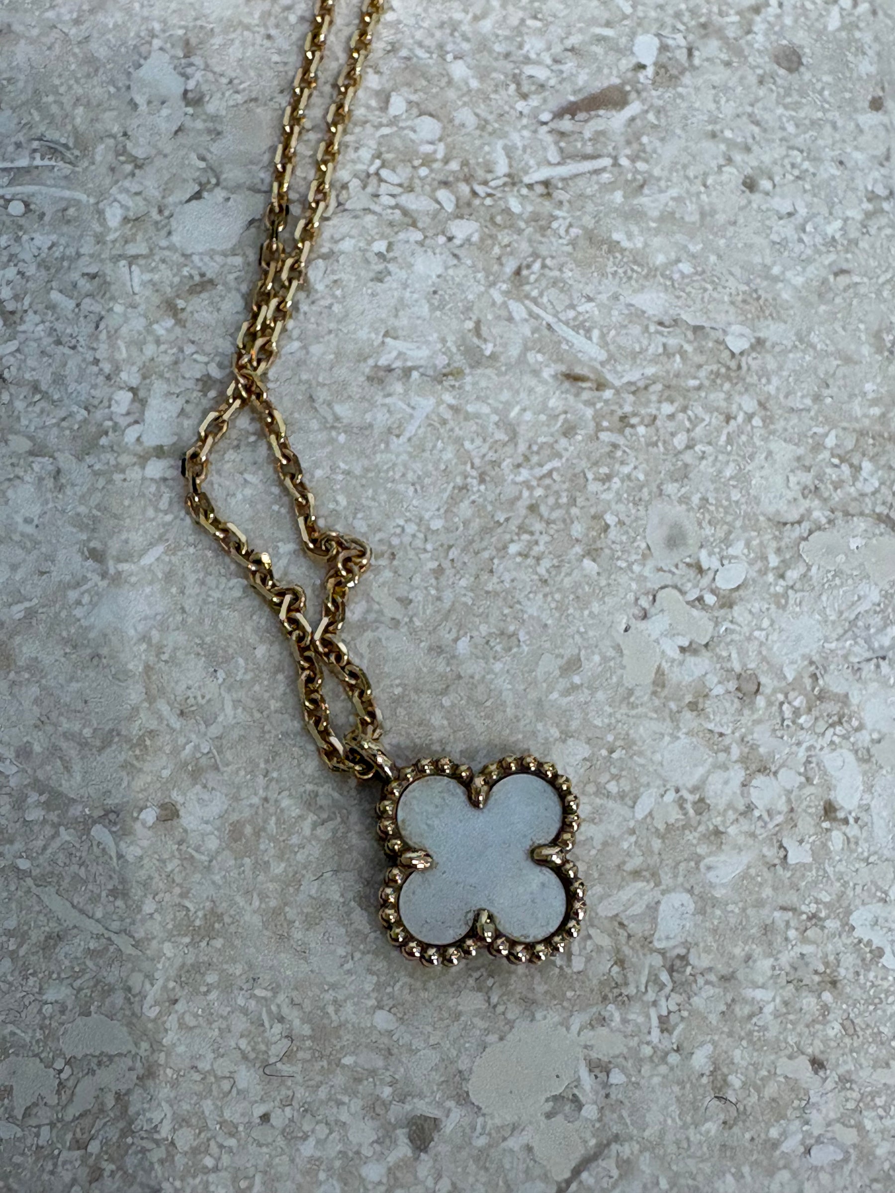 Van Cleef & Arpels Yellow Gold and Mother Of Pearl Sweet Alhambra Necklace