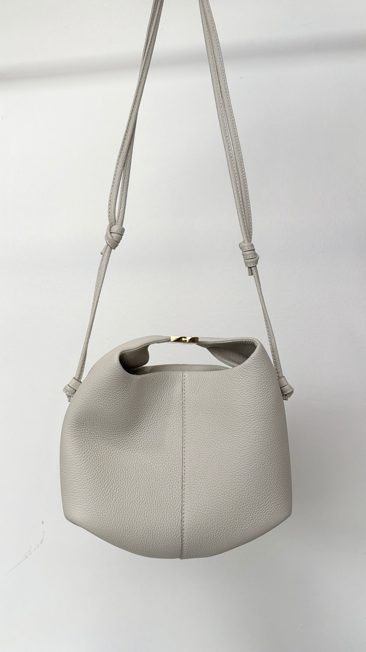 Polène Chalk Leather Top Handle Shoulder Bag