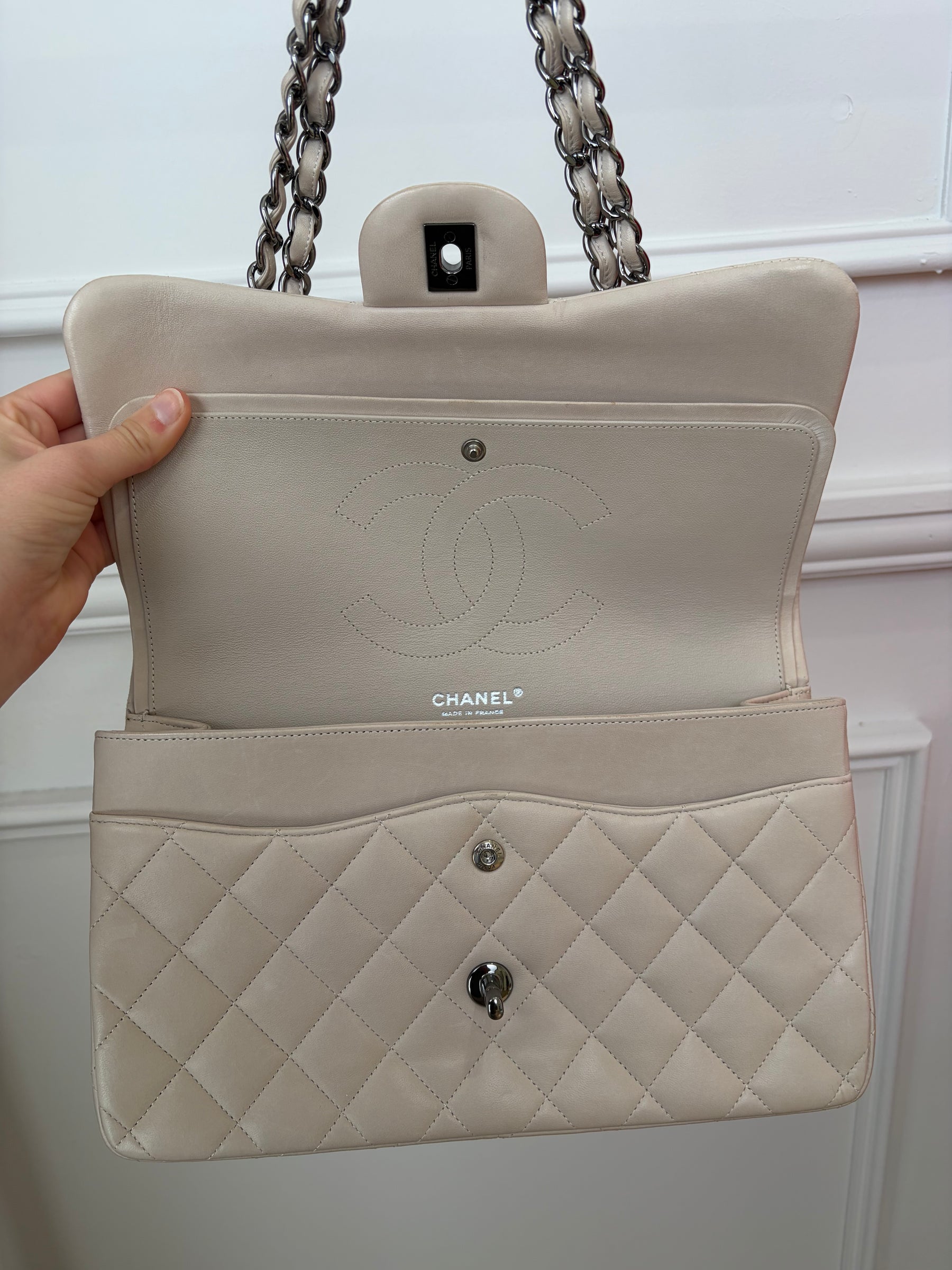 Chanel Stone Lambskin Leather Jumbo Flap Bag