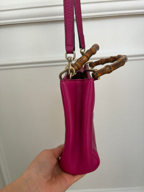 Gucci Pink Leather Bamboo Mini Tote