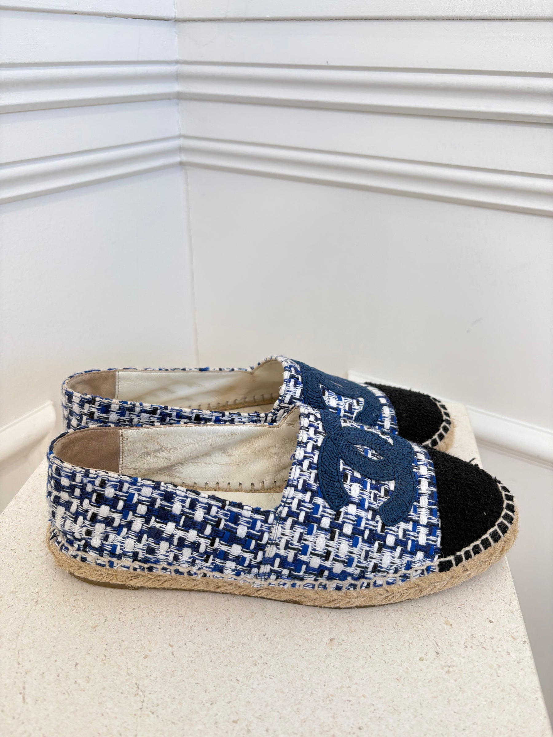 Chanel Navy And White Espadrilles, 38