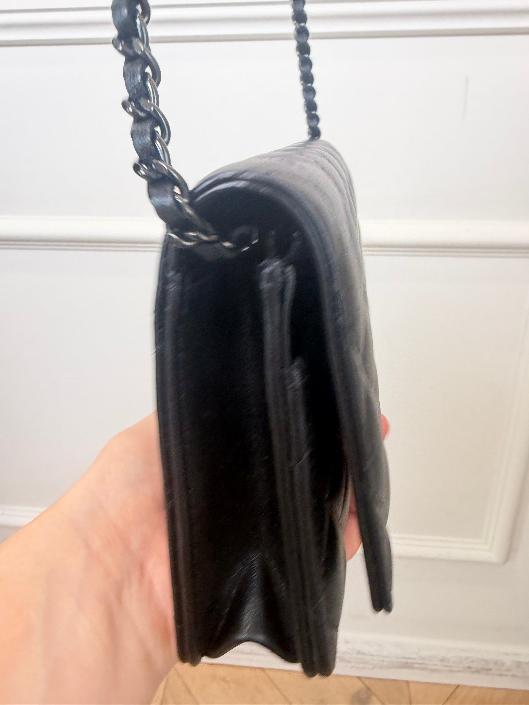 Chanel Black Lambskin Leather Wallet on Chain with Black Hardware