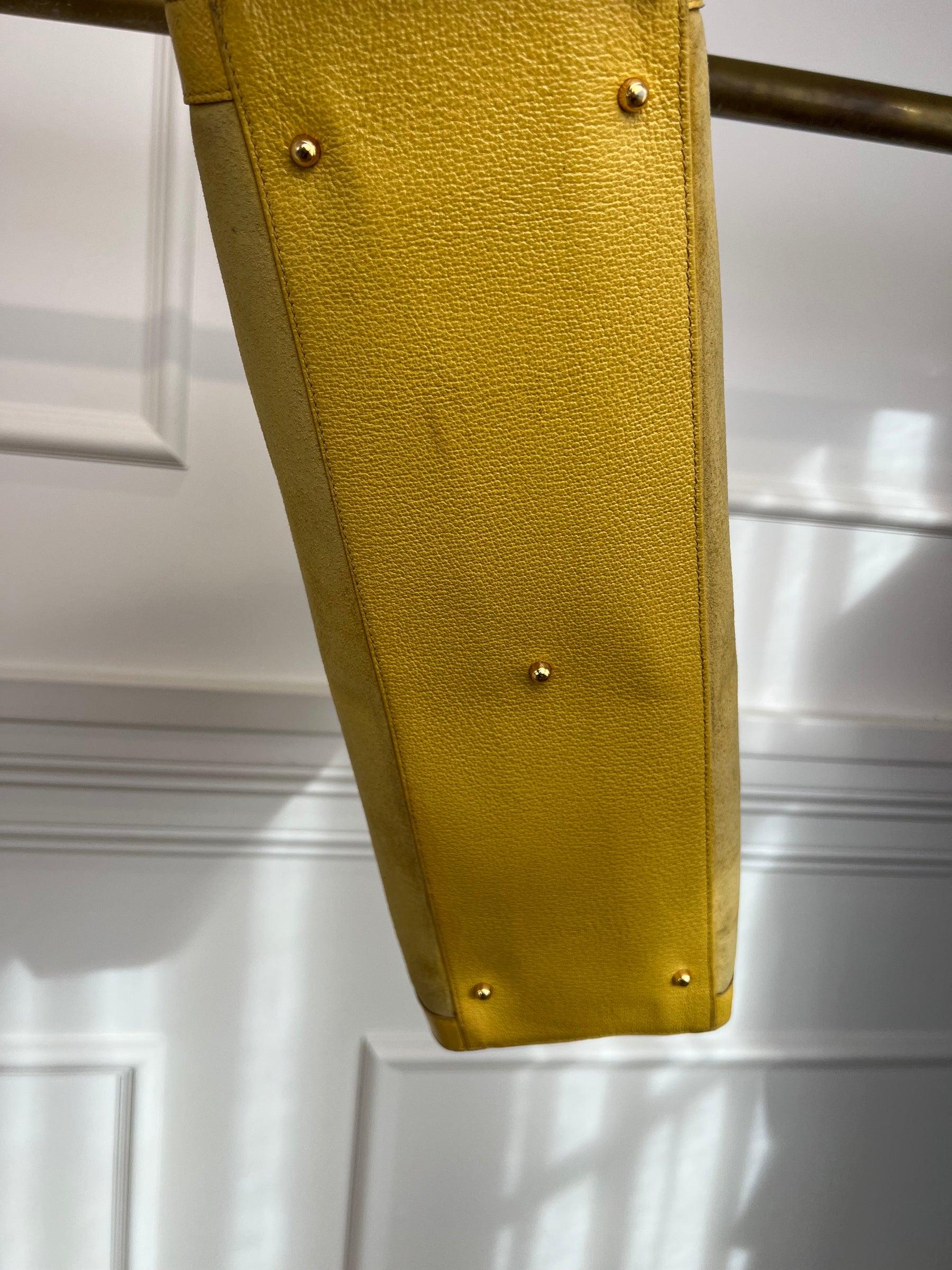 Gucci Yellow Suede and Leather  Large Vintage Diana Tote