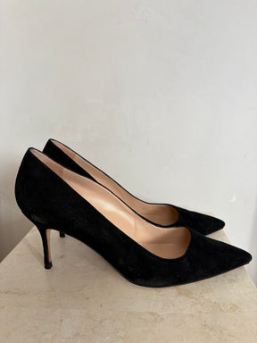 Manolo Blahnik Black Suede Pumps, 41
