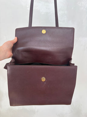 Saint Laurent Burgundy Leather Top Handle Bag