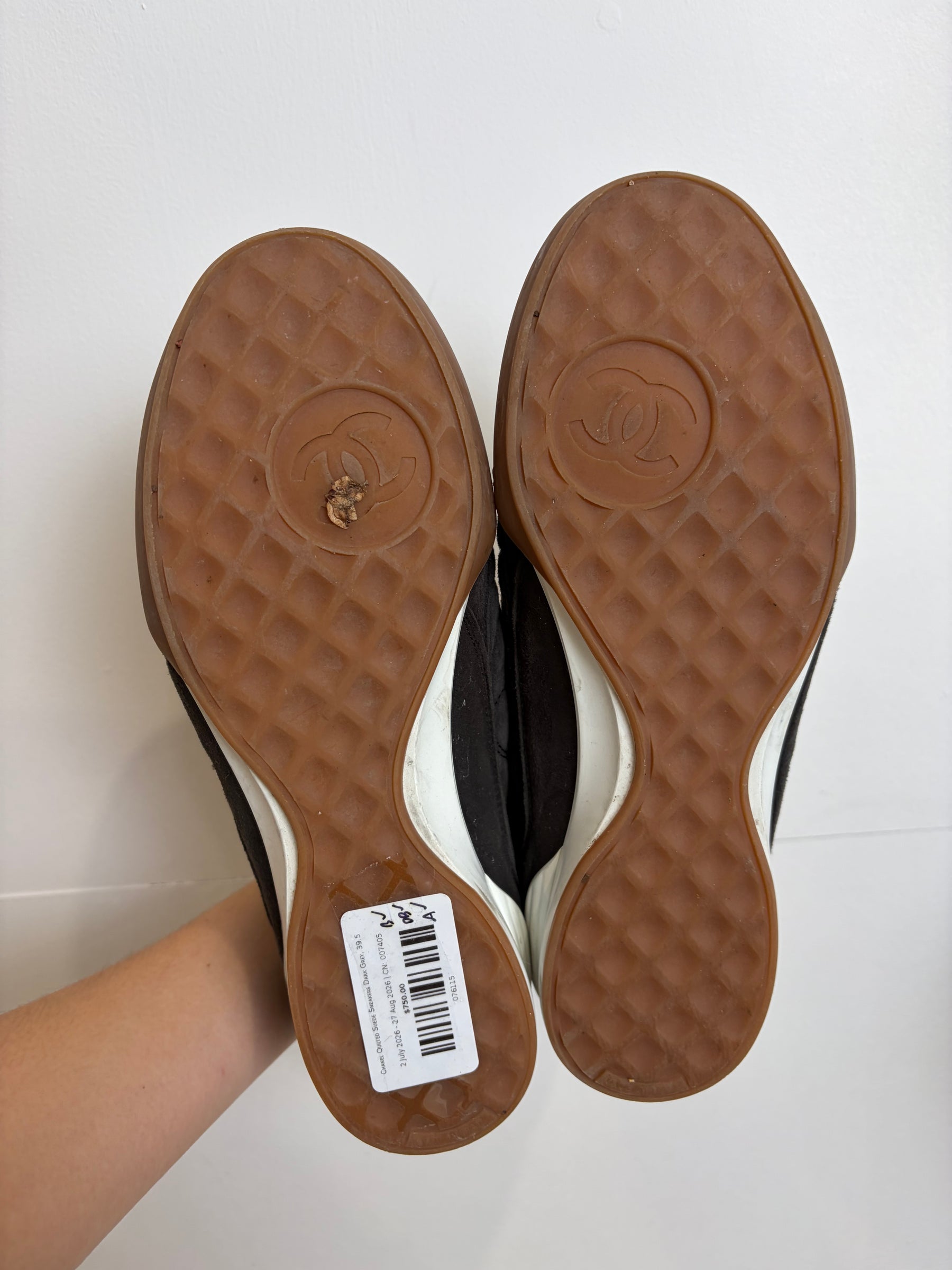 Chanel Quilted Suede Sneakers Dark Grey, 39.5