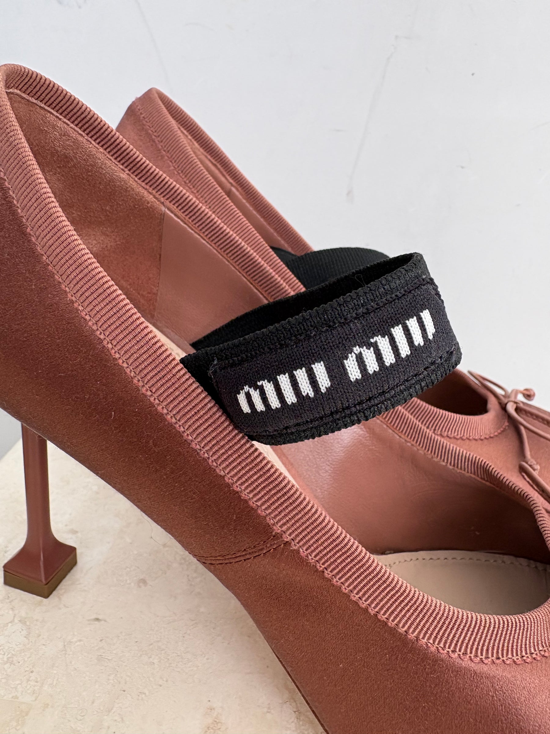 Miu Miu Satin Ballet Pump In Cacao, 38