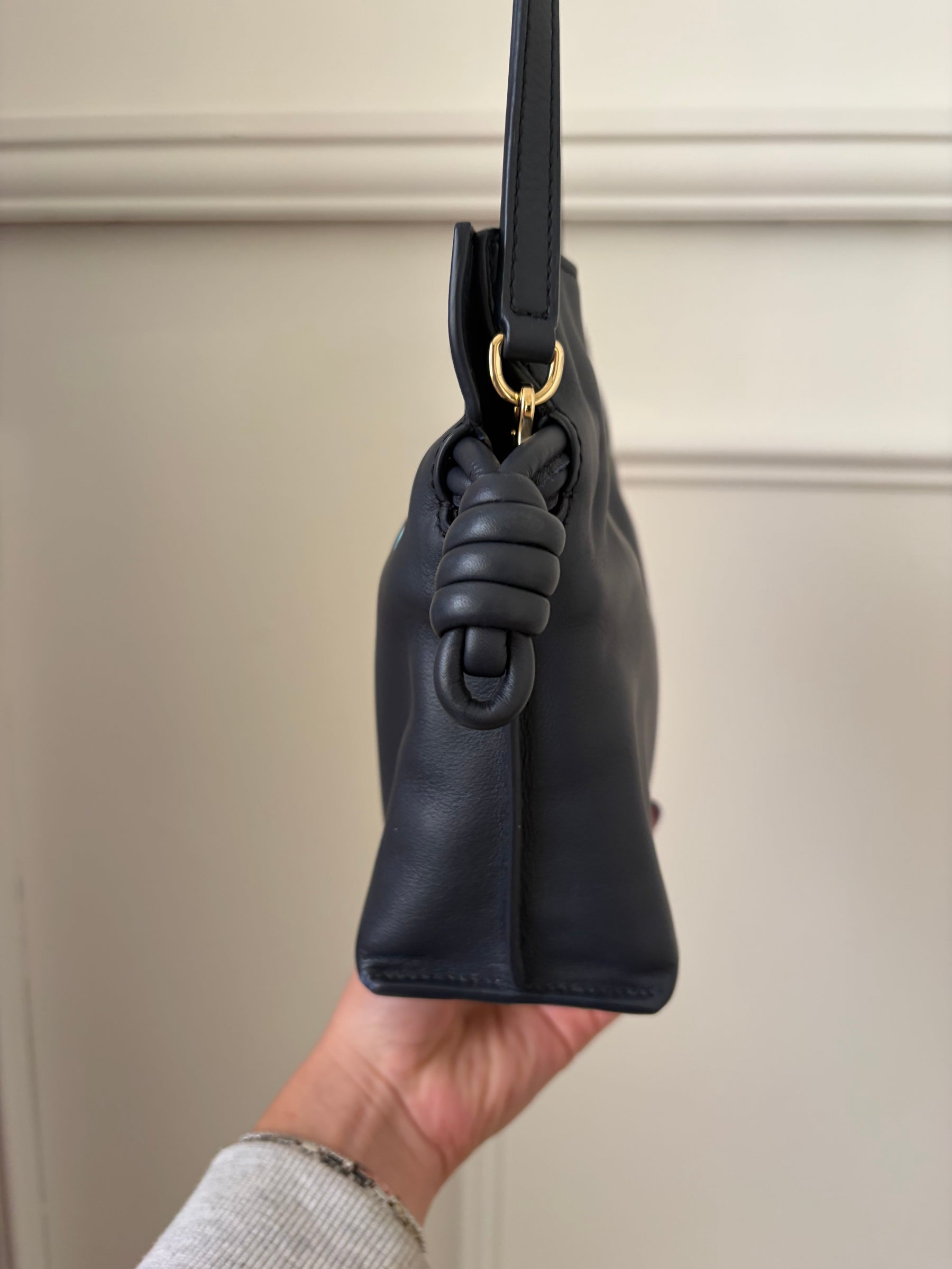 Loewe Navy Leather Lunar NY Mini Flamenco Pouch