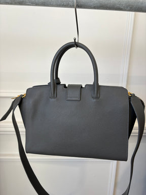 Saint Laurent Charcoal Leather Downtown Cabas Top Handle Crossbody