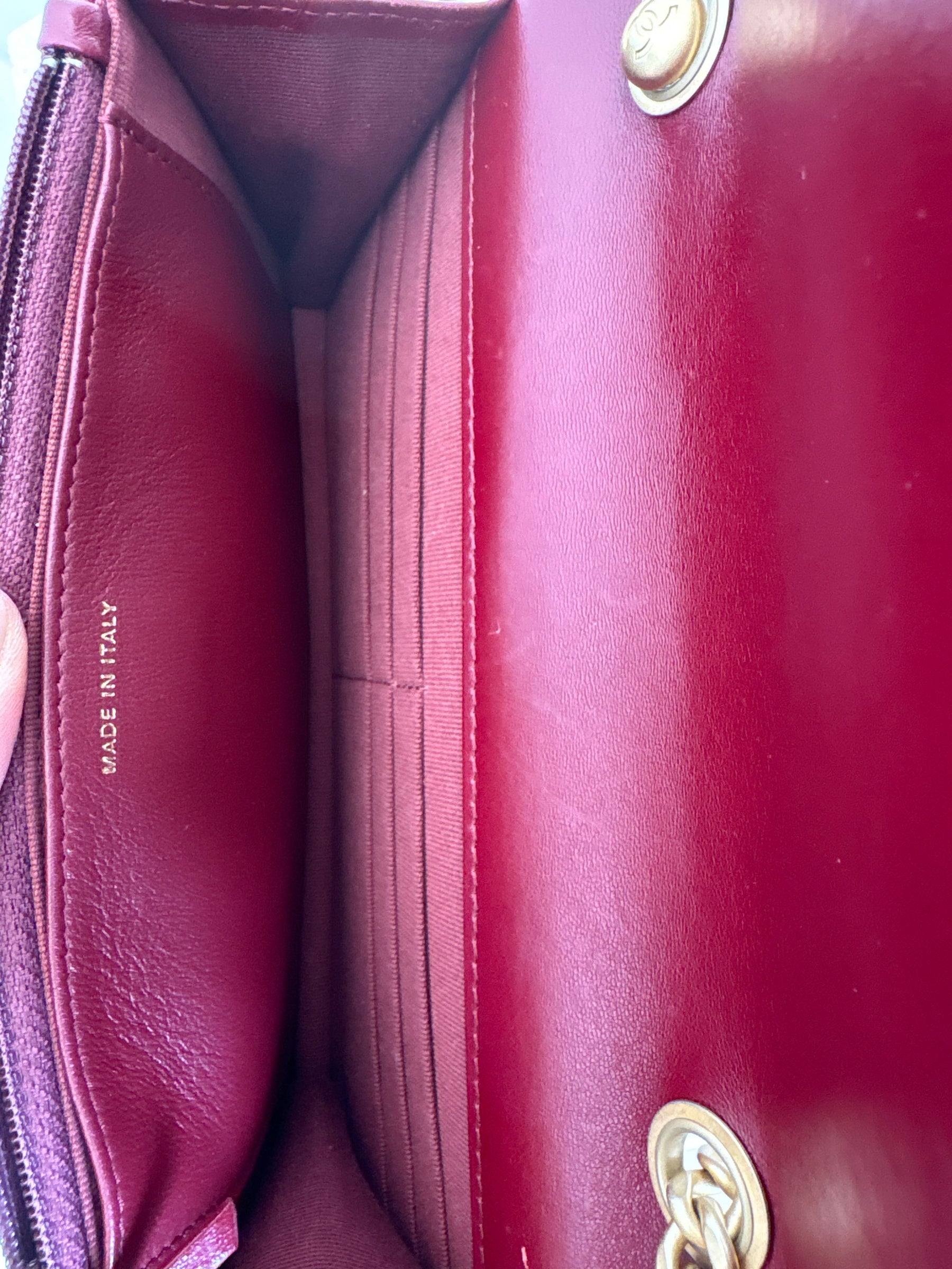 Chanel Dark Red Lambskin WOC Gold Tone Hardware