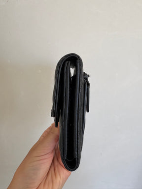 Chanel So Black Leather Chevron Quilted Square Wallet