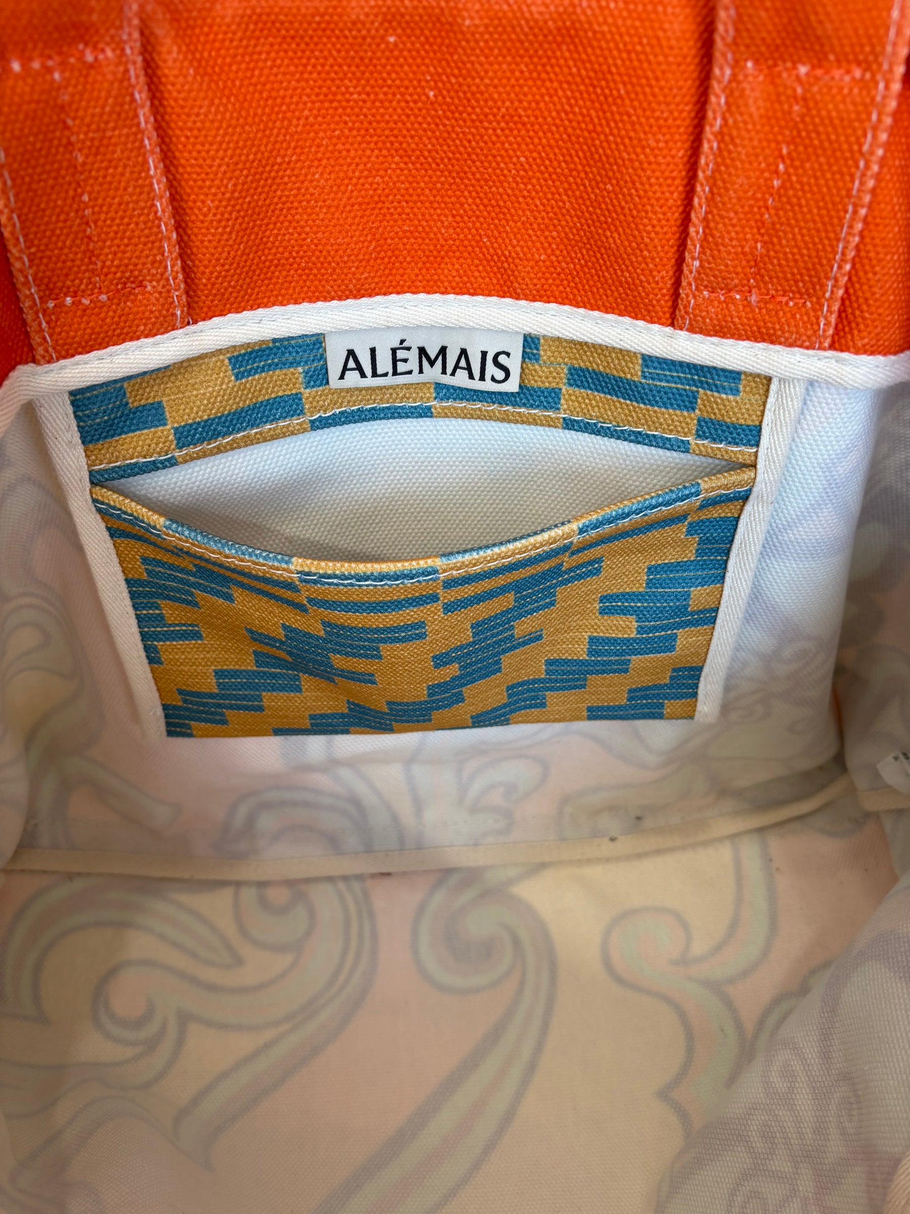 Alémais Orange Yellow and Green Floral Canvas Tote