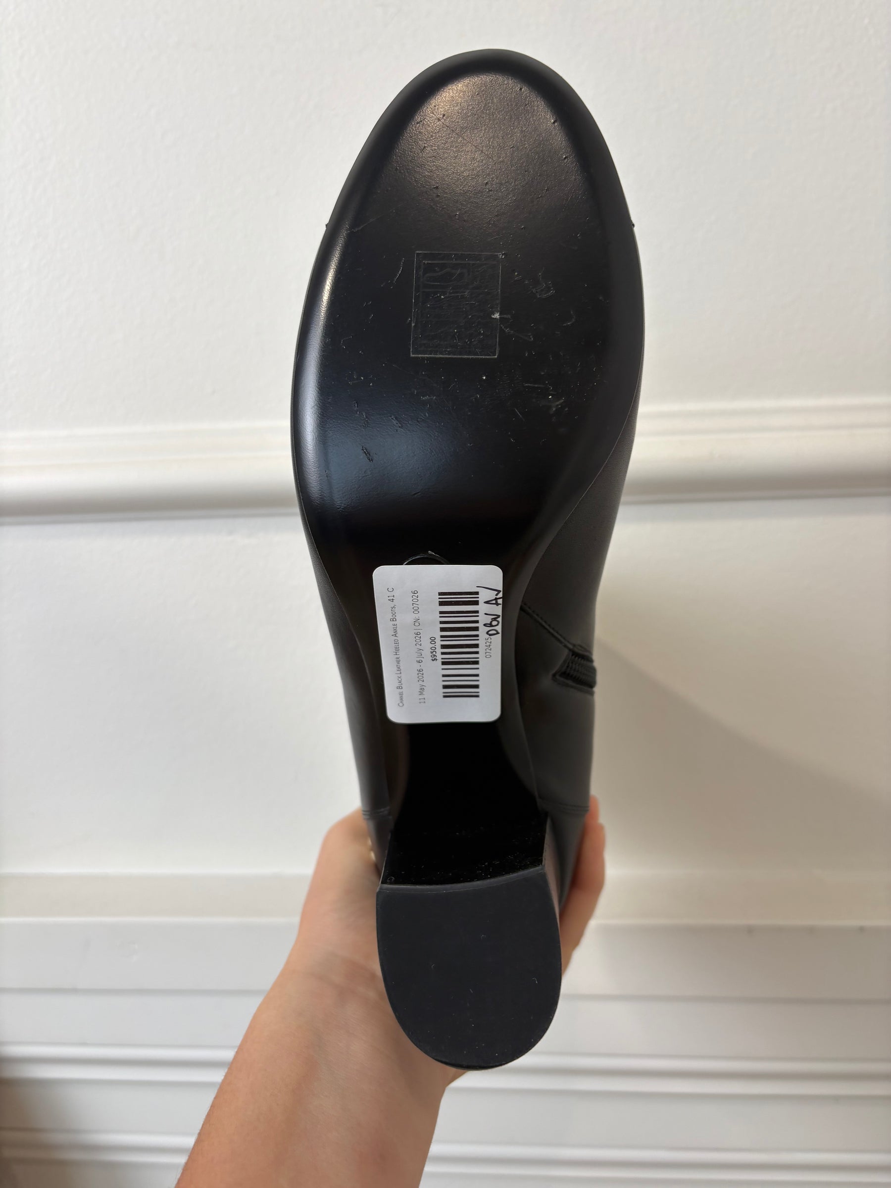 Chanel Black Leather Heeled Ankle Boots, 41 C