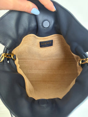 Loewe Navy Leather Lunar NY Mini Flamenco Pouch