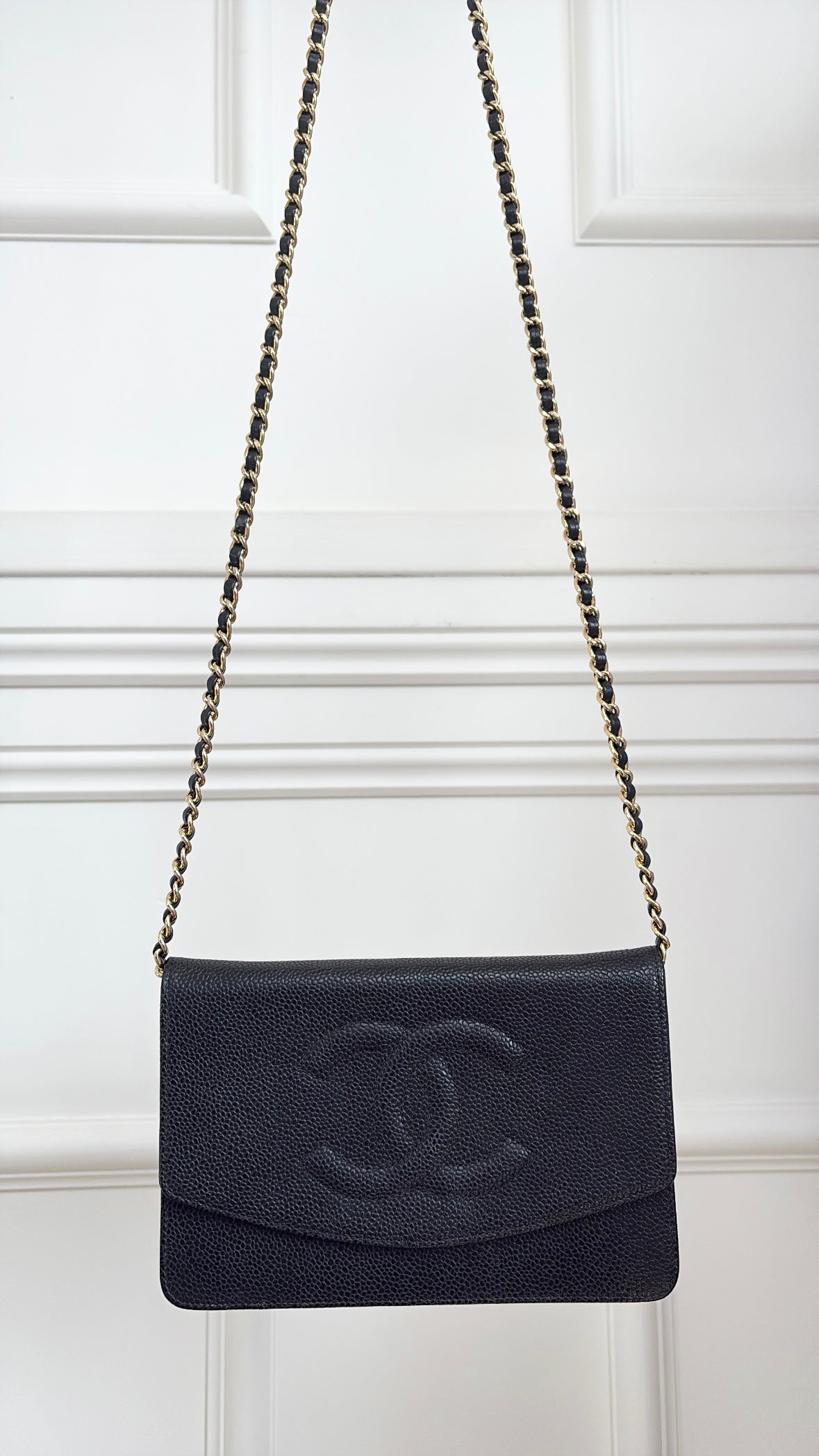chanel Black CC Caviar Leather Woc