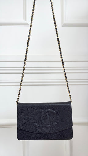 chanel Black CC Caviar Leather Woc