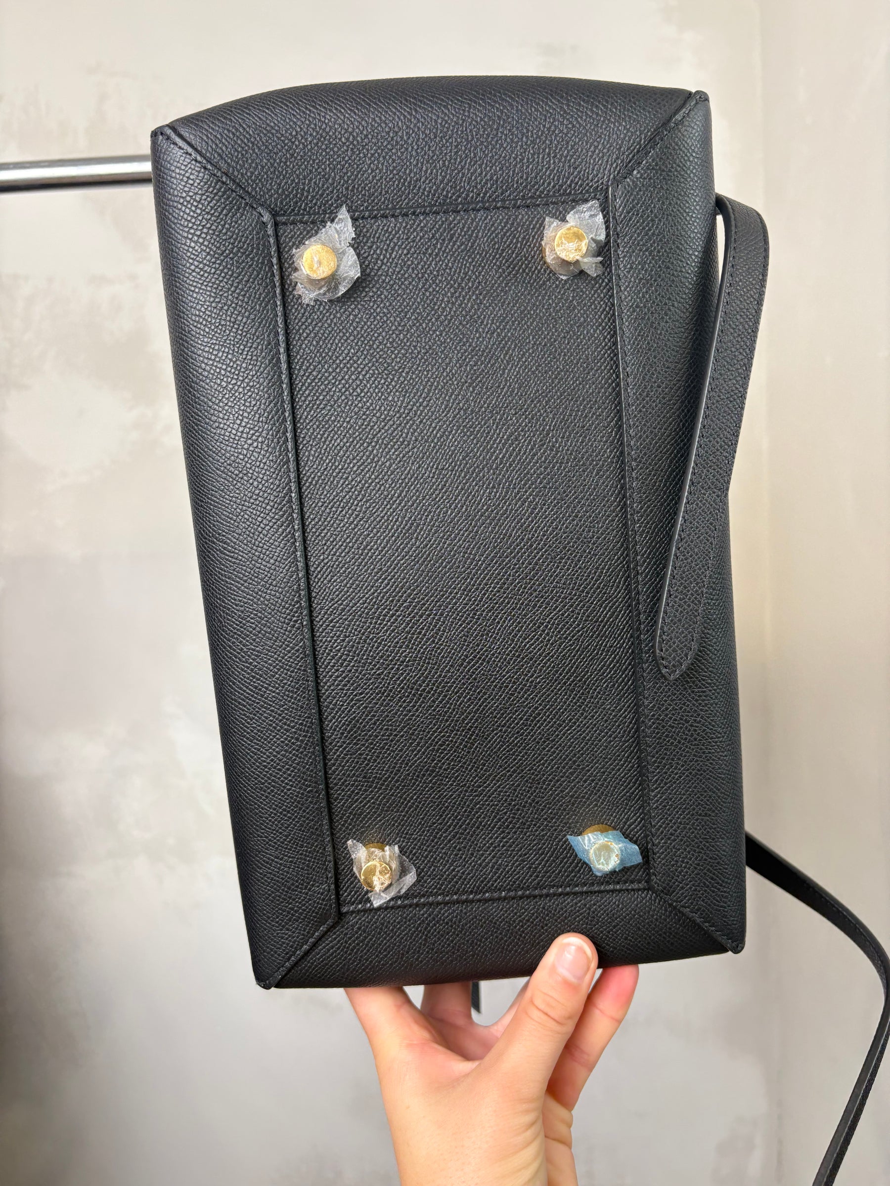 Celine Black Grained Leather Small Belt Bag