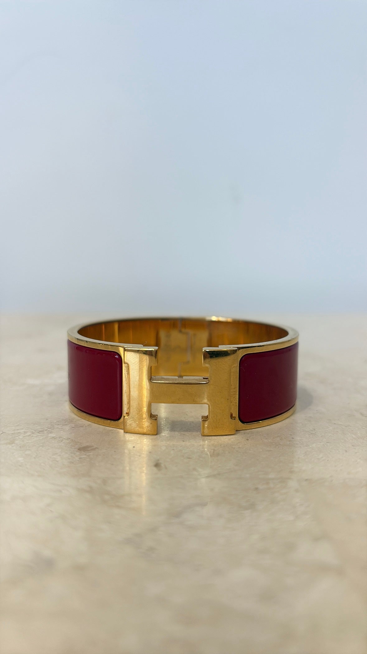 Hermès Red Gold Clic H Bracelet, L/XL