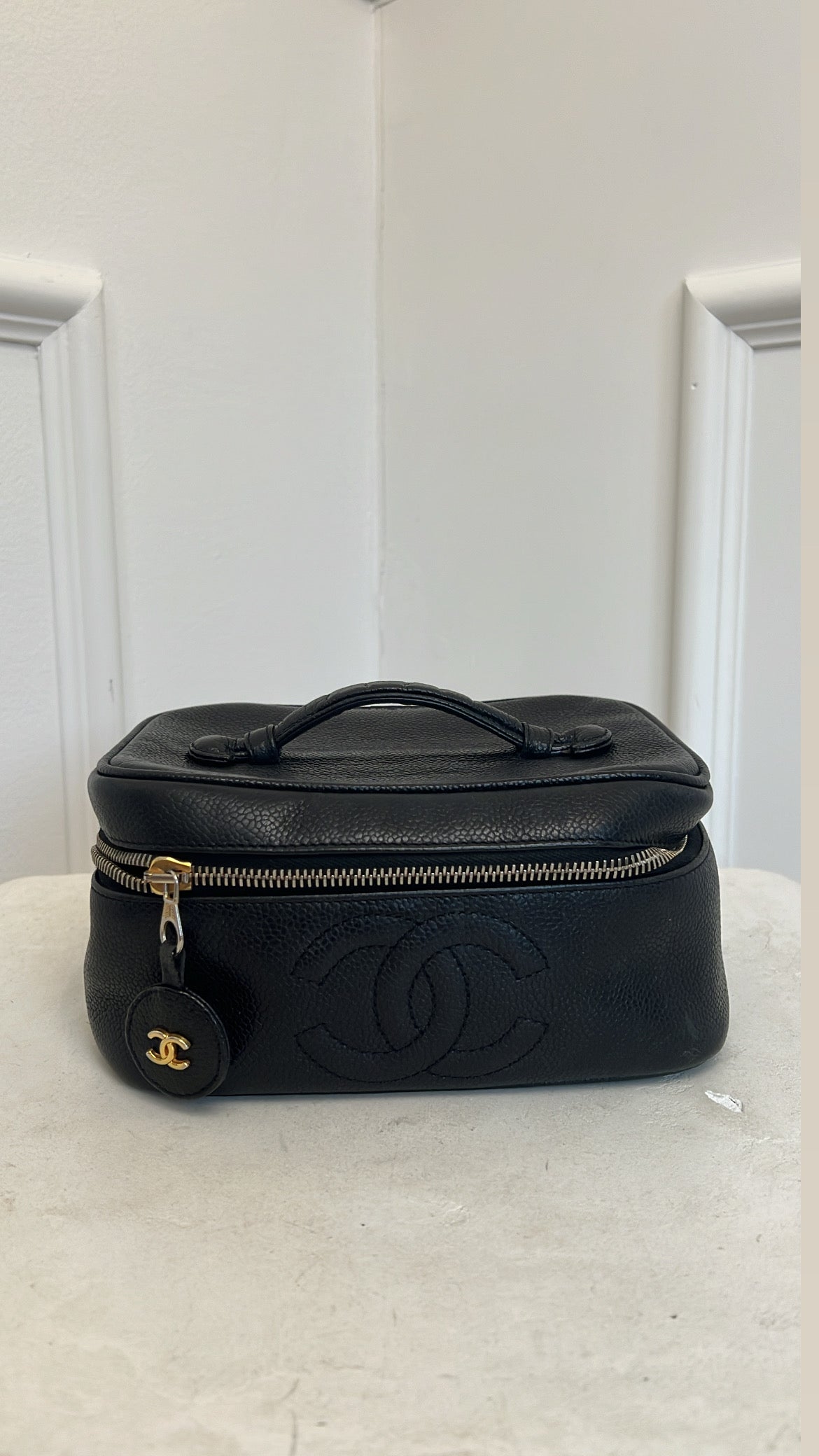 Chanel Black Leather Toiletry Case