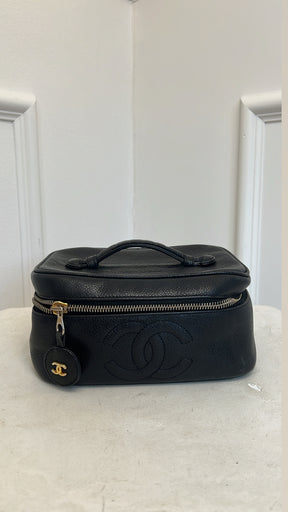 Chanel Black Leather Toiletry Case