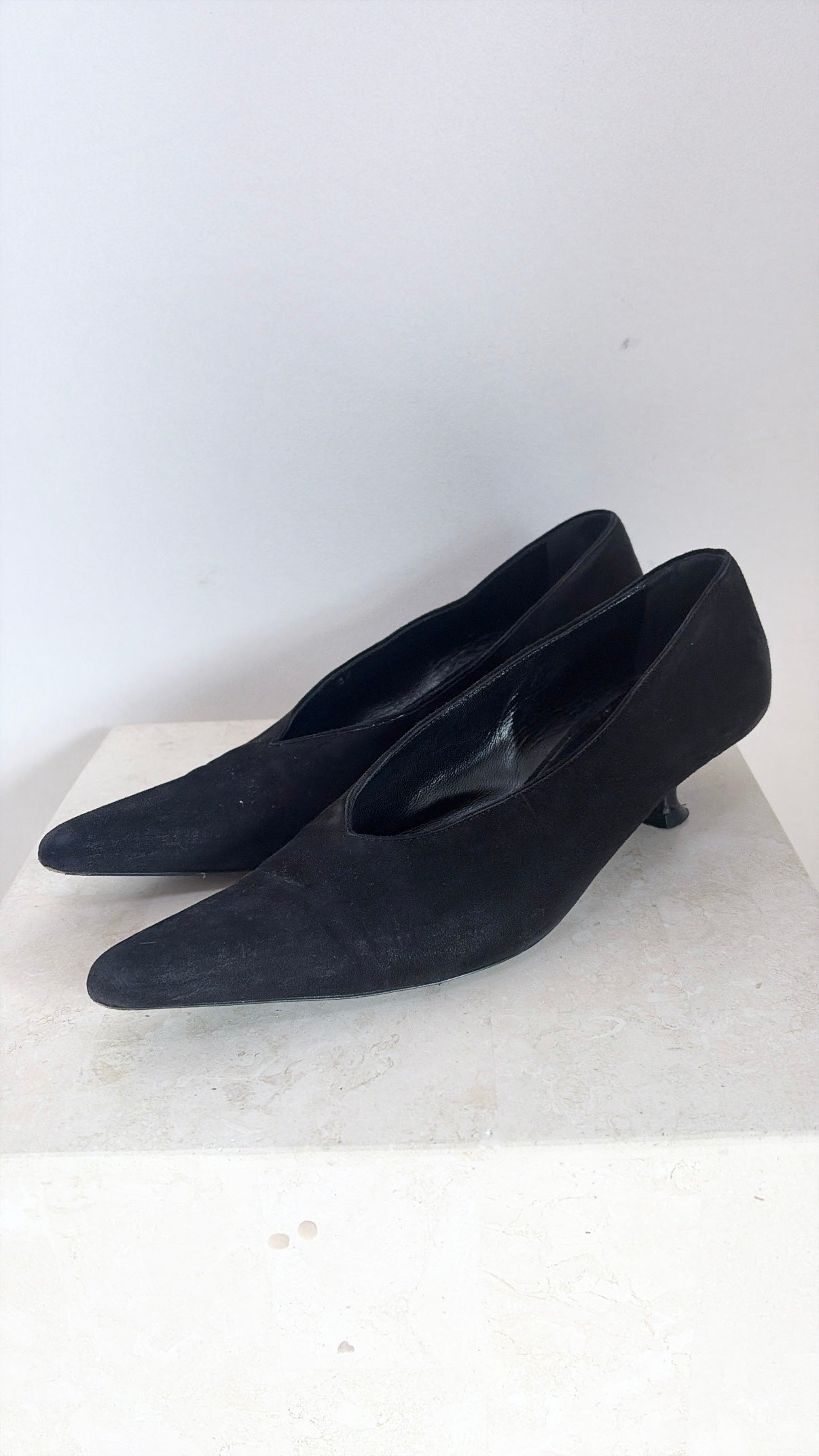 Khaite Black Suede Pointed Pump, 38