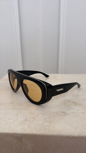 Bottega Veneta Black Acetate Osservatorio oversized aviator-style sunglasses