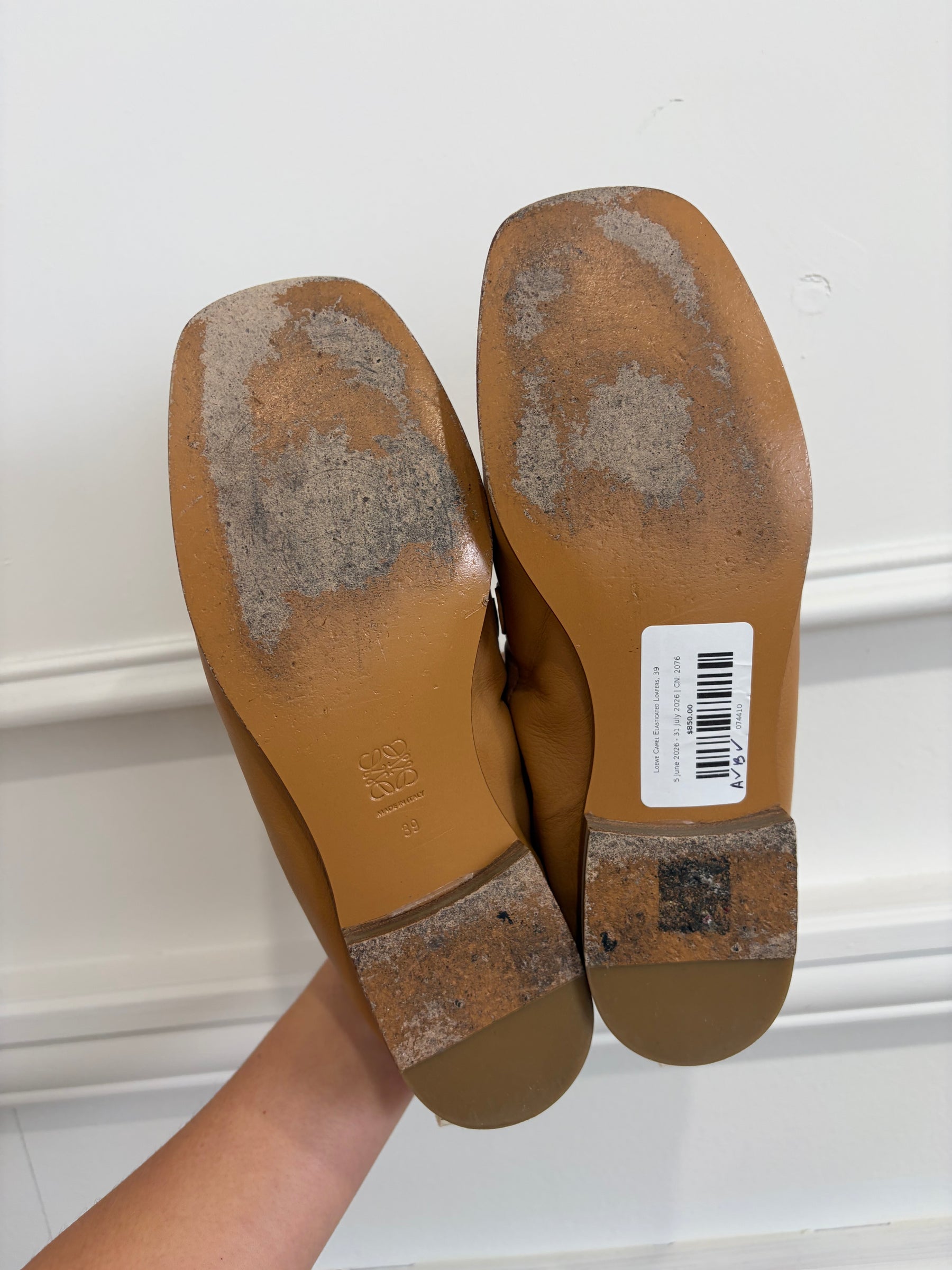 Loewe Camel Elasticated Loafers, 39