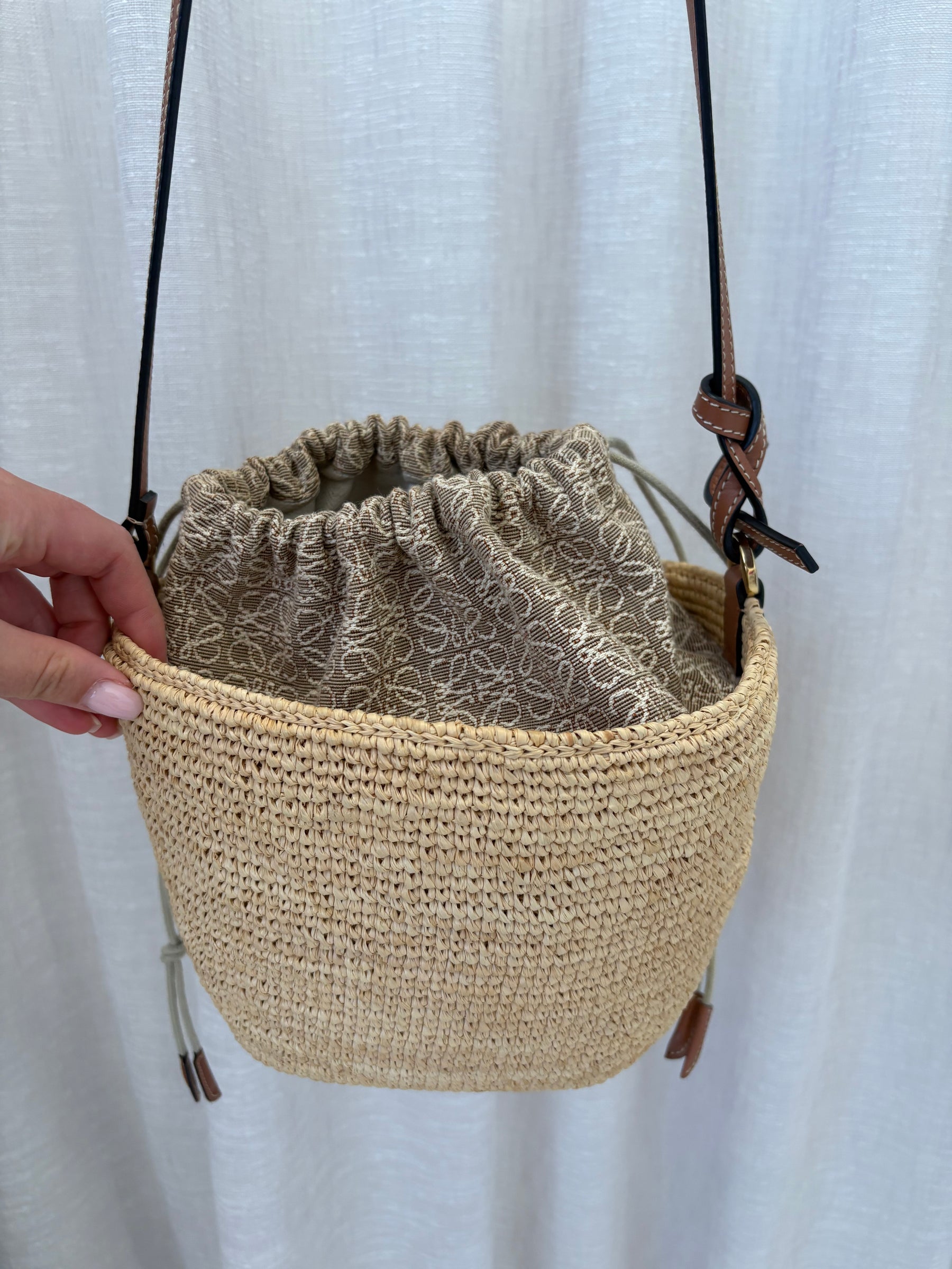 Loewe Pochette DW Anagram Bag In Raffia Jacquard Calf