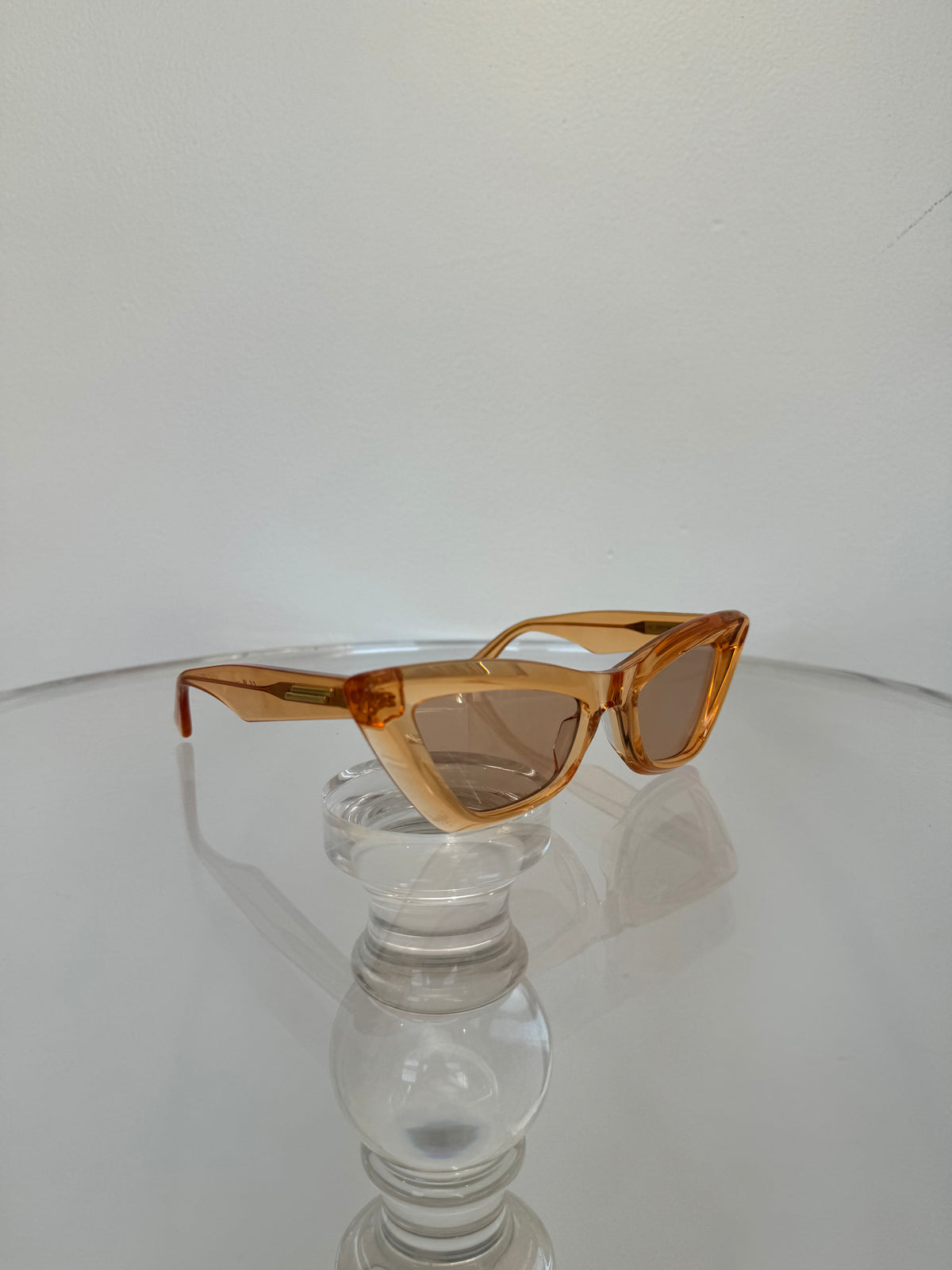 Bottega Veneta Orange Transparent Cat Eye Sunglasses