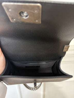 Chanel Black Caviar Leather Small Boy Bag with Ruthenium Hardware