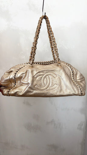 Chanel Gold Leather Bowling Bag