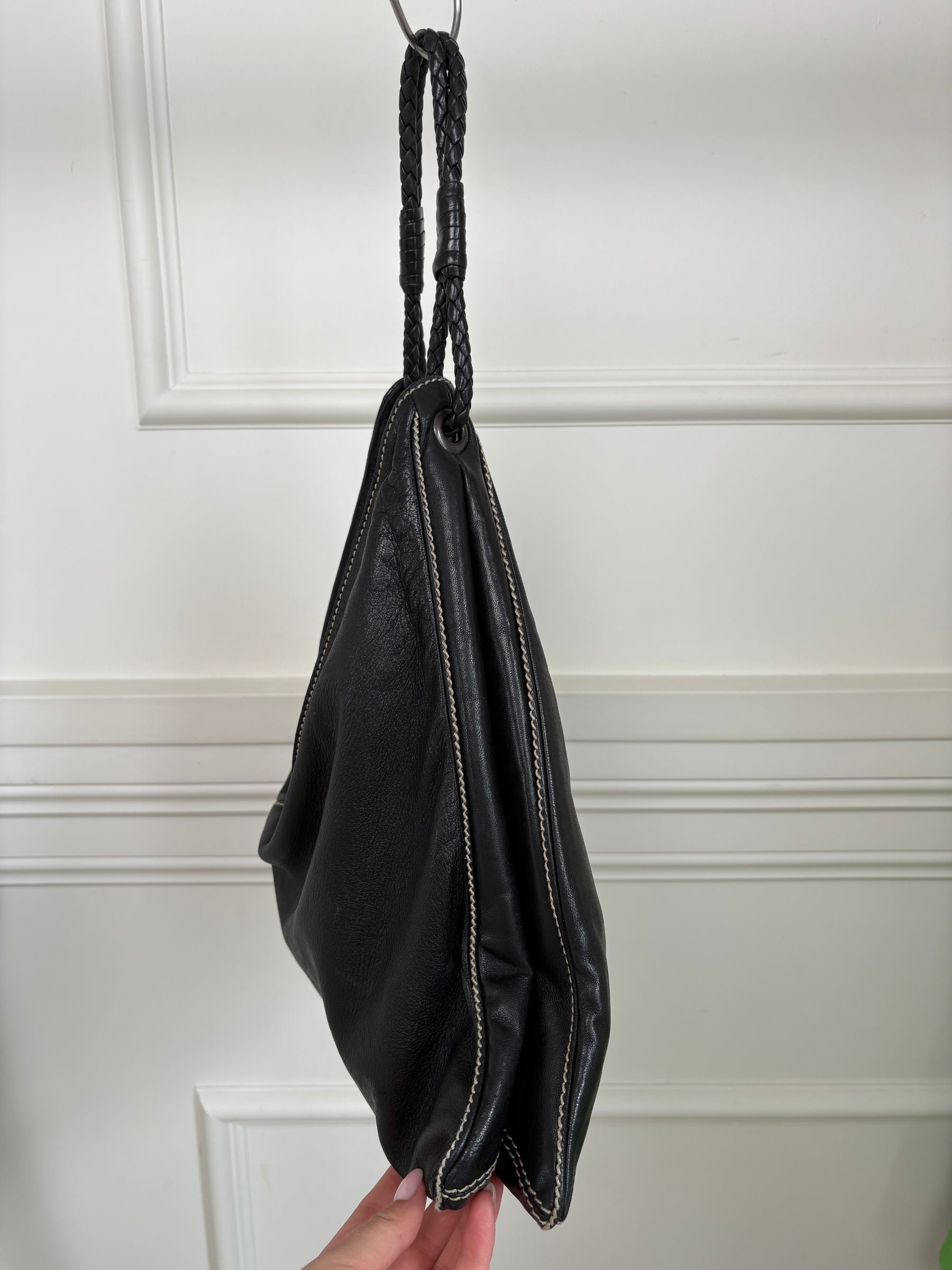Bottega Veneta Black Leather Small Hobo Bag