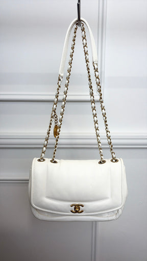 Chanel White Puffy Flap Shoulder Bag